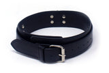 1.5 " DOUBLE STRAP BLACK ROLLED LEATHER COLLAR