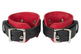 Locking Wrist Cuffs Red and Black Leather Handcuffs