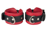 Locking Wrist Cuffs Red and Black Leather Handcuffs