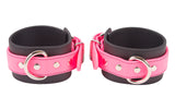 Rubber Ankle Cuffs Pink and Black Bio-thane Restraints