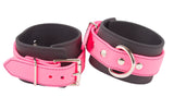 Rubber Ankle Cuffs Pink and Black Bio-thane Restraints