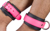 Rubber Ankle Cuffs Pink and Black Bio-thane Restraints