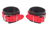 Rubber Ankle Cuffs Red and Black Bio-thane Restraints