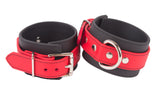 Rubber Ankle Cuffs Red and Black Bio-thane Restraints