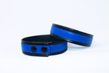 Two Tone Leather Snap Collar Blue and Black