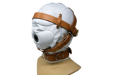 White Total Sensory Deprivation Hood With Locking Buckles and Collar