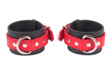 Rubber Wrist Cuffs Red and Black BioThane Restraints