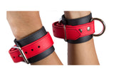 Rubber Wrist Cuffs Red and Black BioThane Restraints