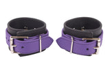 Rubber Wrist Cuffs Purple and Black BioThane Restraints