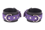 Rubber Wrist Cuffs Purple and Black BioThane Restraints