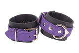 Rubber Wrist Cuffs Purple and Black BioThane Restraints