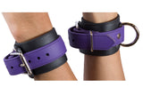 Rubber Wrist Cuffs Purple and Black BioThane Restraints