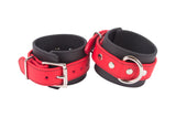 Rubber Wrist Cuffs Red and Black BioThane Restraints