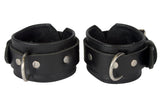Locking Wrist Cuffs Black Leather Handcuffs
