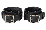 Locking Wrist Cuffs Black Leather Handcuffs