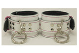 Wrist Cuffs White with Pink Hearts Leather Valentine's Handcuffs