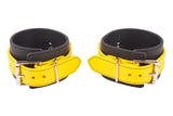 Rubber Ankle Cuffs Yellow and Black BioThane Restraints