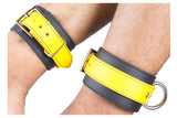Rubber Ankle Cuffs Yellow and Black BioThane Restraints