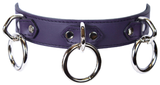 3 Ring Leather Bondage Collar: Purple