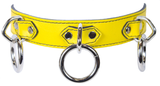 3 Ring Leather Bondage Collar: Yellow