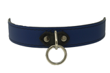 1 Ring Blue Leather Collar