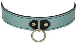 1 Ring Light Blue Leather Collar