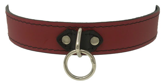 1 Ring Red Leather Collar