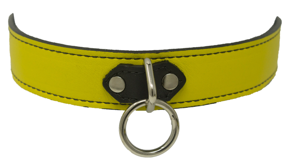 1 Ring Yellow Leather Collar