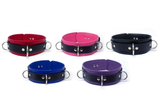 2" Wide Purple/Black Comfort Leather Locking Bondage Collar