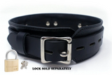 2" Wide Black Comfort Leather Locking Collar