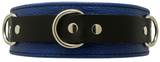 2" Wide Blue/Black Comfort Leather Locking  Bondage Collar