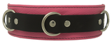 2" Wide Pink/Black Comfort Leather Locking Bondage Collar