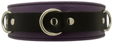 2" Wide Purple/Black Comfort Leather Locking Bondage Collar