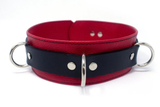 2" Wide Red/Black Comfort Leather Locking Bondage Collar