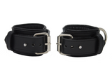 Locking Post Wrist Cuffs Premium Heavy Duty Black Leather Handcuffs