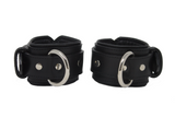 Locking Post Wrist Cuffs Premium Heavy Duty Black Leather Handcuffs