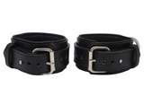 Locking Post Ankle Cuffs Premium Heavy Duty Black Leather