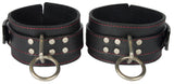 Ankle Cuffs Black Leather with Red Hearts Valentine's Restraints