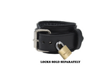 Locking Post Wrist Cuffs Premium Heavy Duty Black Leather Handcuffs