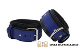 Locking Post Ankle Cuffs Premium Heavy Duty Blue Leather