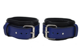 Locking Post Ankle Cuffs Premium Heavy Duty Blue Leather