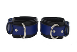 Locking Post Ankle Cuffs Premium Heavy Duty Blue Leather