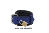 Locking Post Ankle Cuffs Premium Heavy Duty Blue Leather