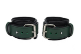 Locking Post Wrist Cuffs Premium Heavy Duty Green Leather Handcuffs