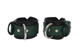 Locking Post Wrist Cuffs Premium Heavy Duty Green Leather Handcuffs