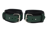 Locking Post Ankle Cuffs Premium Heavy Duty Green Leather