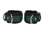 Locking Post Ankle Cuffs Premium Heavy Duty Green Leather