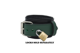 Locking Post Wrist Cuffs Premium Heavy Duty Green Leather Handcuffs