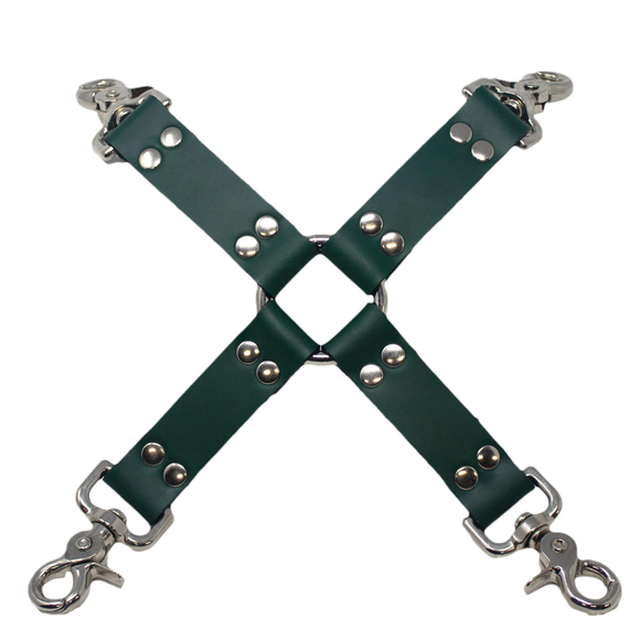 Hog Tie Green Leather 4 Point Cuff Clip Restraint Connector