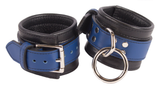 Bondage Kit Blue Leather, Blindfold Collar Leash Wrist and Ankle Cuffs